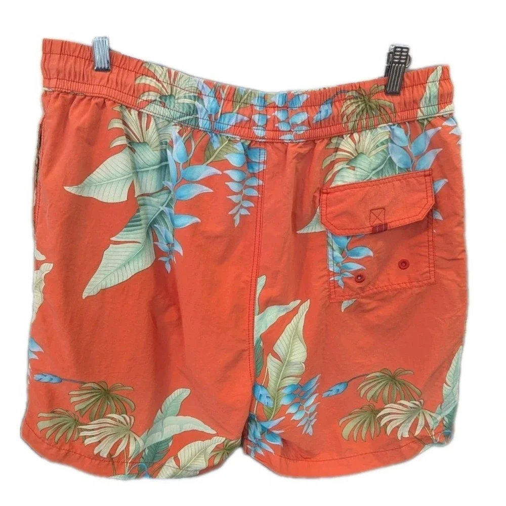 Tommy Bahama Relax XL‎ Swim Trunks Floral Nylon Orange Inside Pocket Cargo Lined